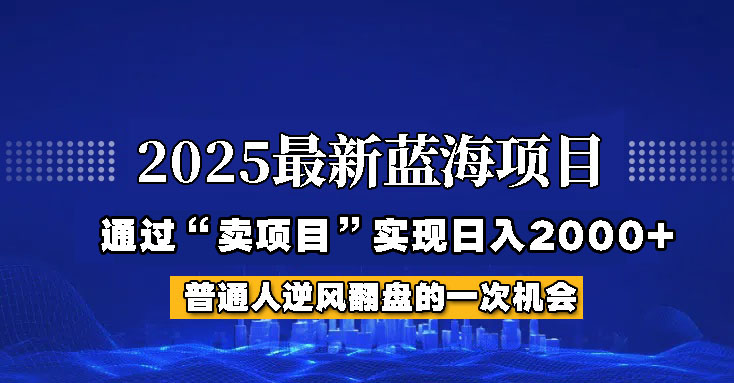 2025年蓝海项目，如何通过“网创项目”日入2000+