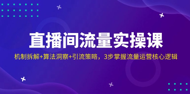 直播间流量实操课：机制拆解+算法洞察+引流策略，3步掌握流量运营核心逻辑