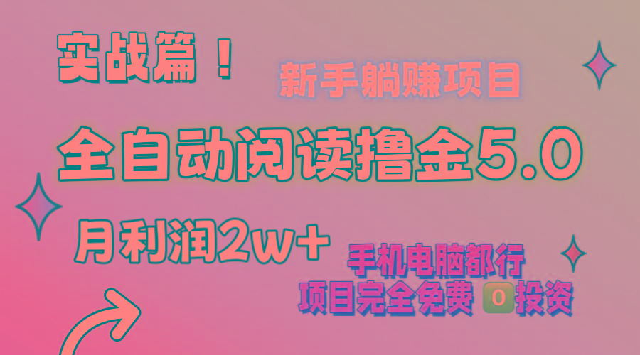 小说全自动阅读撸金5.0 操作简单 可批量操作 零门槛！小白无脑上手月入2w+