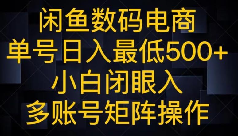 闲鱼数码电商，单号日入最低500+，小白闭眼入，多账号矩阵操作