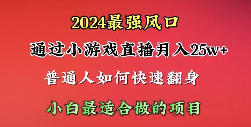 (10020期)2024年最强风口，通过小游戏直播月入25w+单日收益5000+小白最适合做的项目