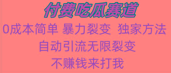 吃瓜付费赛道，暴力无限裂变，0成本，实测日入700+！！！