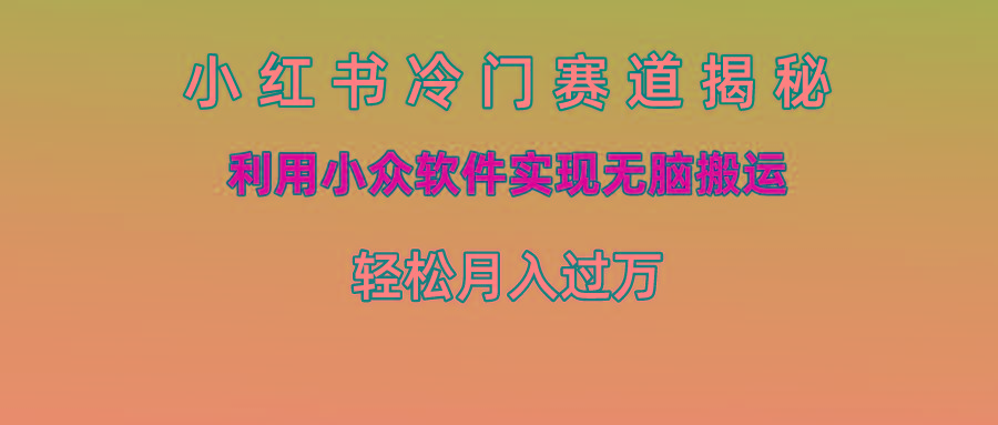 小红书冷门赛道揭秘,利用小众软件实现无脑搬运，轻松月入过万