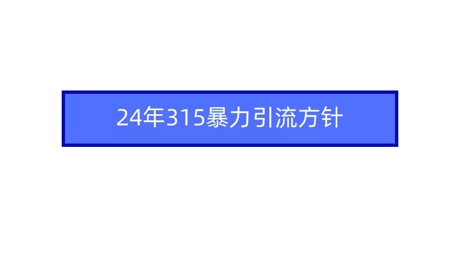 (9398期)2024年315暴力引流方针