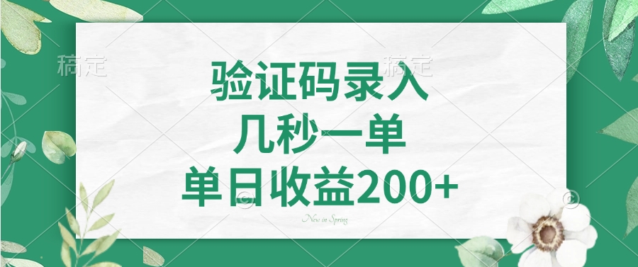 验证码录入，几秒一单，单日收益200+【焦圣希18818568866】