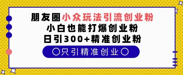 朋友圈小众玩法引流创业粉，小白也能打爆创业粉，日引300+精准创业粉【揭秘】【焦圣希18818568866】