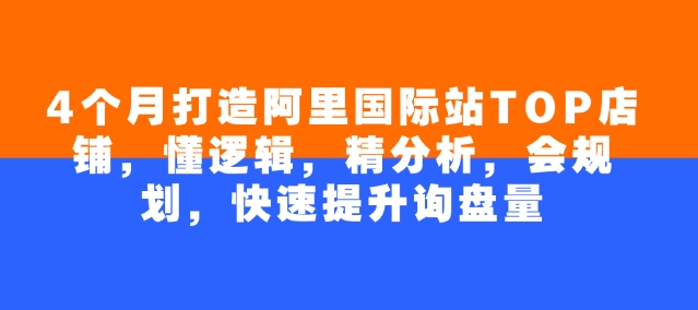 4个月打造阿里国际站TOP店铺，懂逻辑，精分析，会规划，快速提升询盘量【焦圣希18818568866】