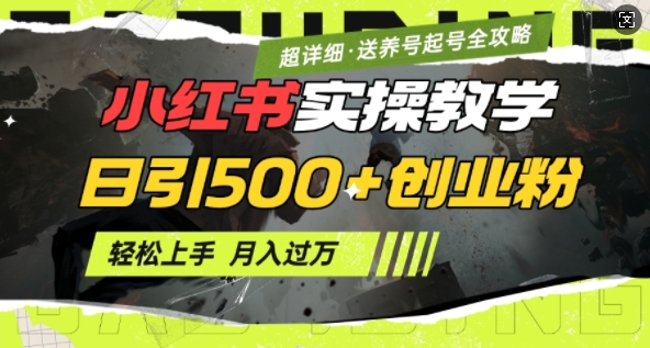 2月小红书最新日引500+创业粉实操教学【超详细】小白轻松上手，月入1W+，附小红书养号起号SOP【焦圣希18818568866】